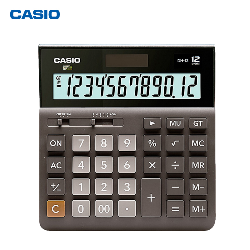 卡西歐（CASIO）DH-12-BK 中型 12位 雙電源 超寬計算器 黑色專業(yè)計算系列